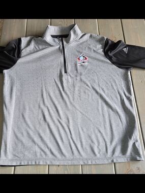 Adidas XL Quarter Zip Pullover Gray Black Football Hall of Fame Canton Ohio